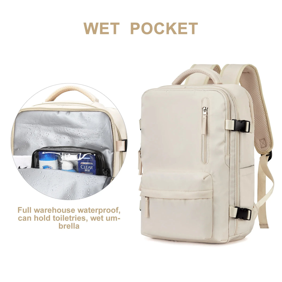 Waterproof Travel Backpack with USB Charging Port Shoes Compartment Z6400