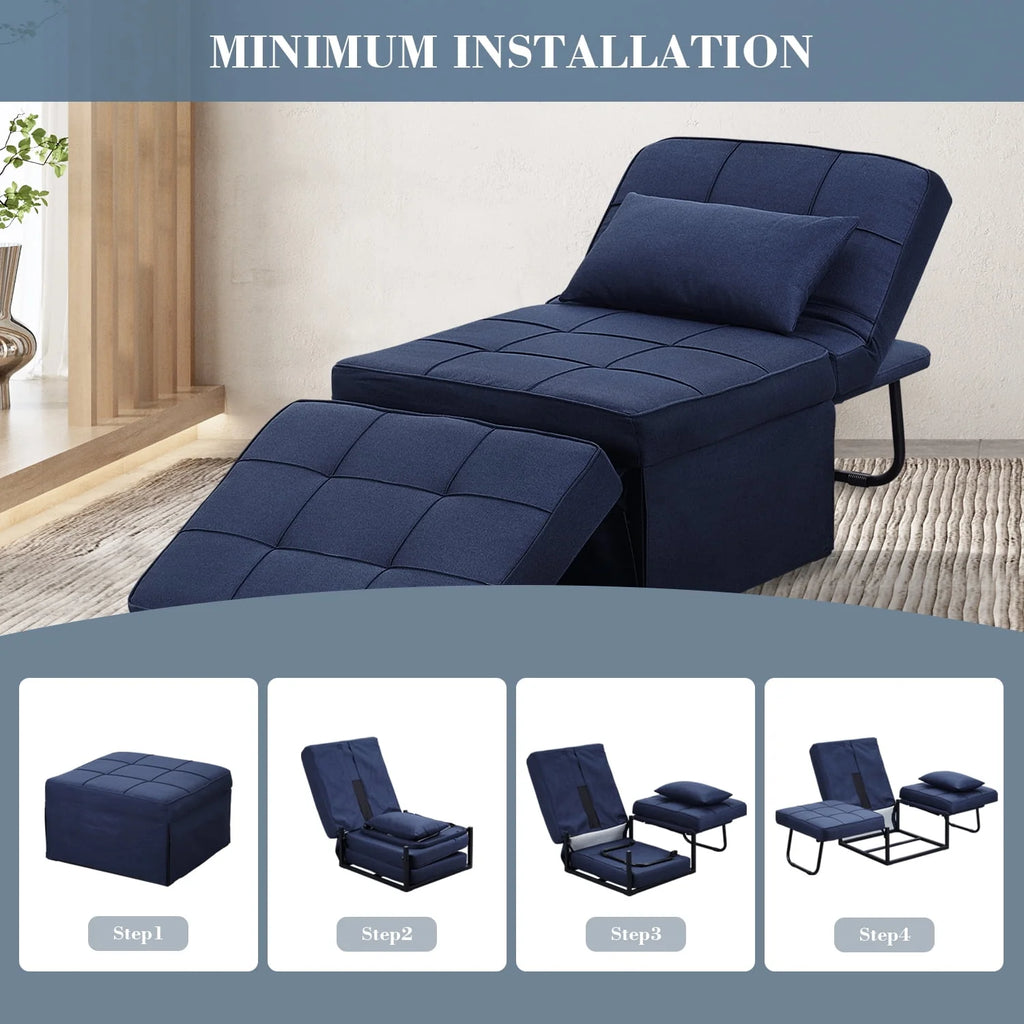 Folding Sofa Bed 4 in 1 Twin Size Grey B261362