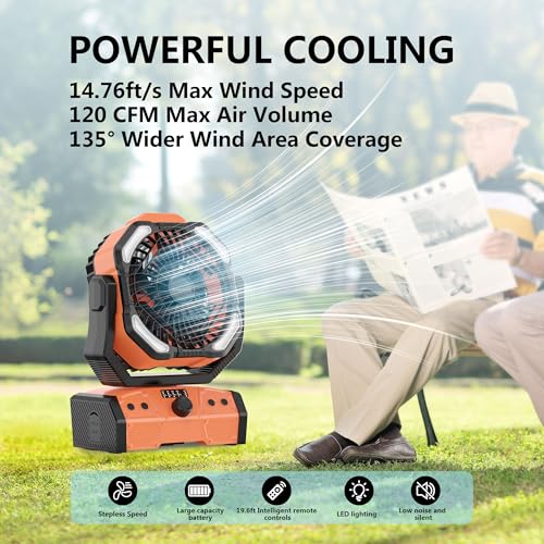 Camping Fan with LED Lantern H5486