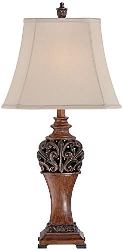 30" Tall Set of 2 Bronze Wood Table Lamps A774