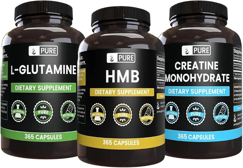 HMB, L-Glutamine, and Creatine Monohydrate 365 Capsules Each Q34144