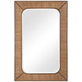 28 inches W X 42 inches H Rectangular Mirror with Woven Rattan Frame E488