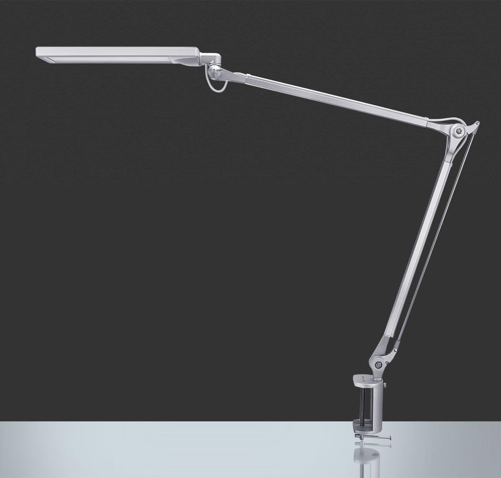 Silver Metal Swing Arm Desk Lamp with Clamp Z37217