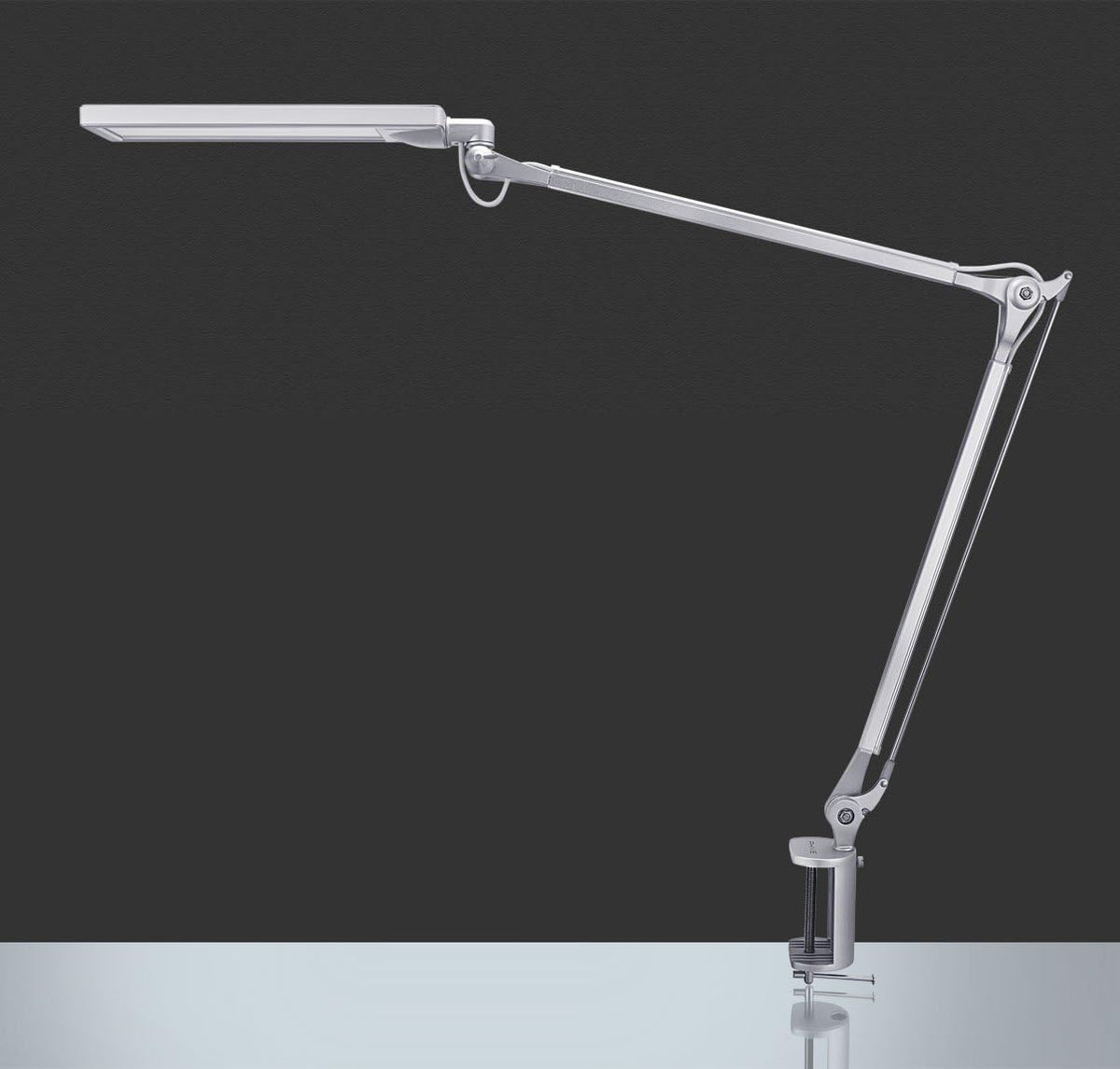 Silver Metal Swing Arm Desk Lamp with Clamp Z37217