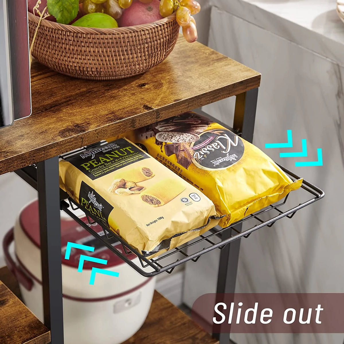 Rustic Brown Bakers Rack with Power Outlet V330