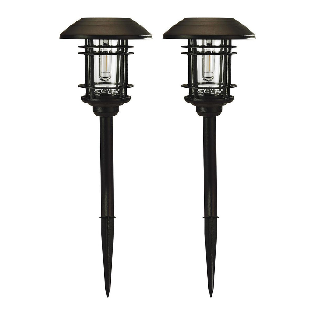 8 Lumen 19 in. Solar LED Bronze Finish Glass Pathway Lights, 2 Pack F9042