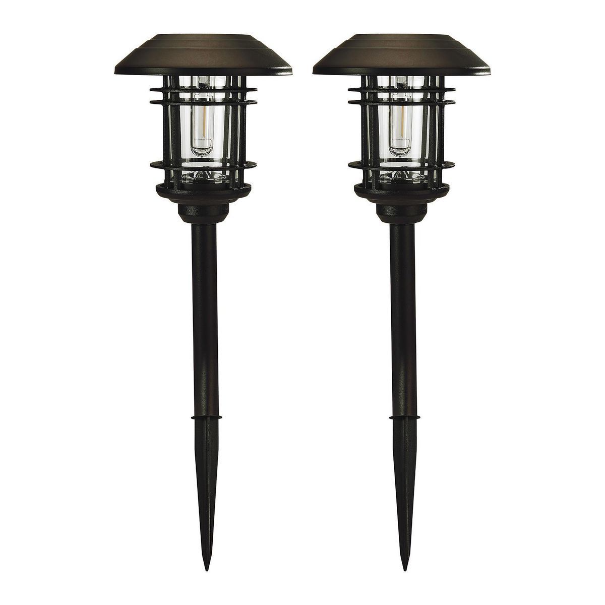 8 Lumen 19 in. Solar LED Bronze Finish Glass Pathway Lights, 2 Pack F9042