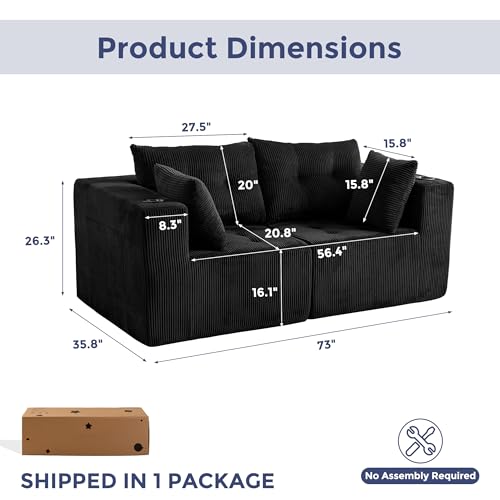 U Shaped Modular Sectional Sofa with 2 Ottomans Grey H485