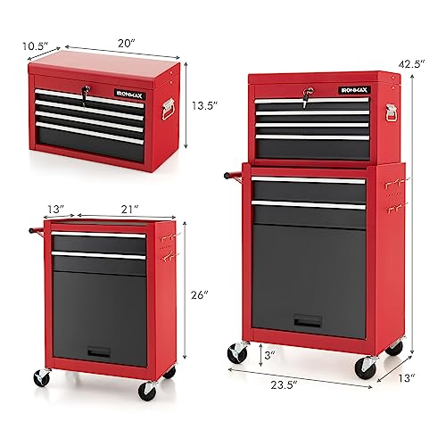 Rolling Tool Chest Cabinet with Wheels and Lock, 6 Drawers R914218