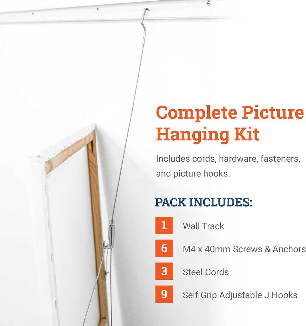 79 Inch Steel Track Kit with Picture Hooks and Hardware G444