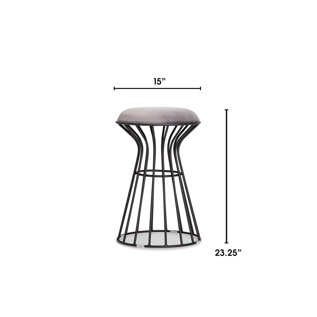 Black and Gray Velvet Vanity Stool E98516