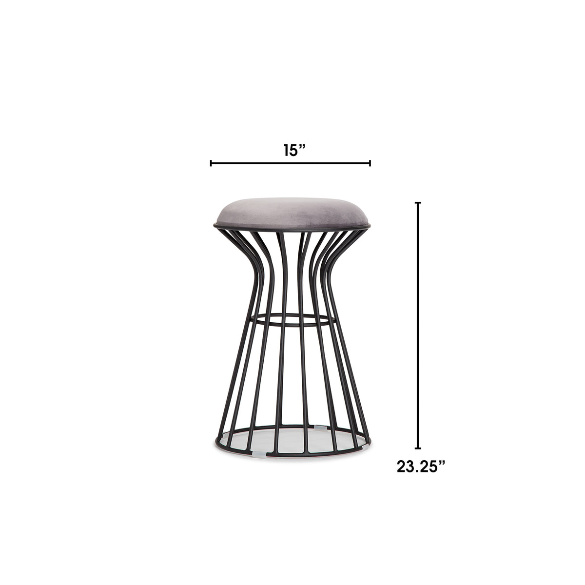 Black and Gray Velvet Vanity Stool E98516