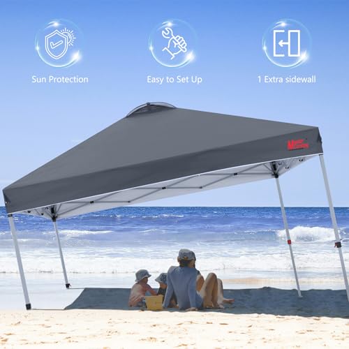 Durable Pop-up Canopy Tent with 1 Sidewall 10'x10' White J601867