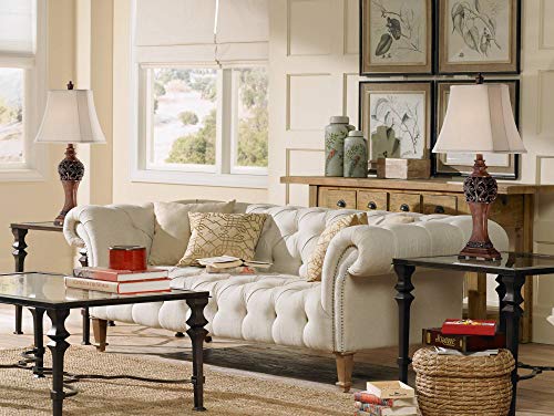 30" Tall Set of 2 Bronze Wood Table Lamps A774