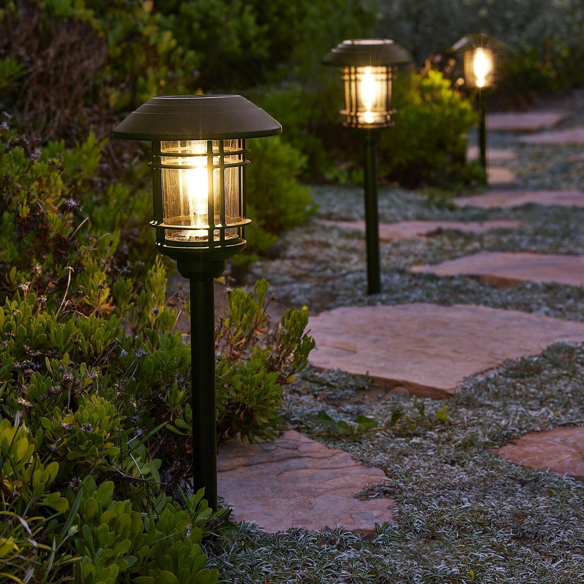 8 Lumen 19 in. Solar LED Bronze Finish Glass Pathway Lights, 2 Pack F9042