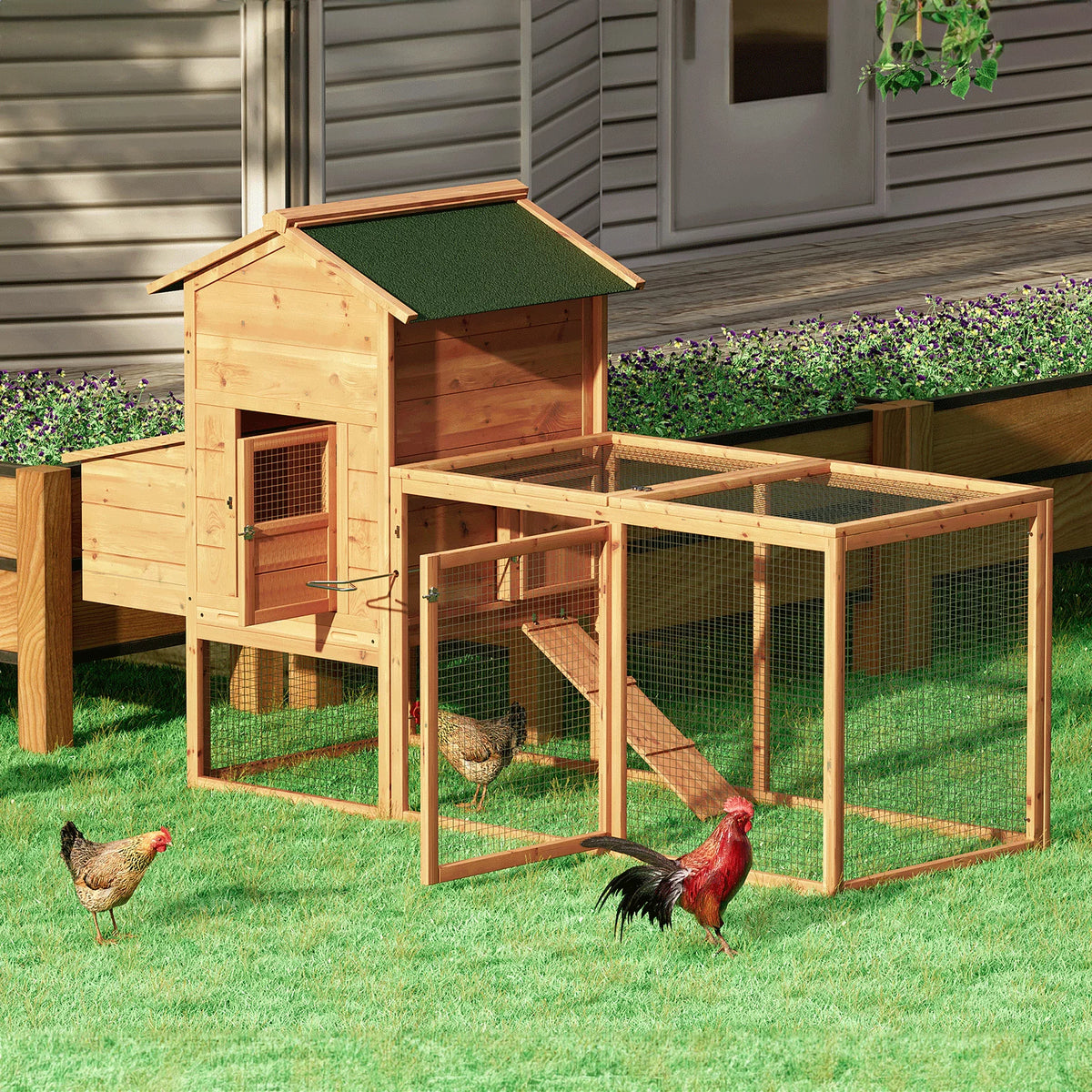80 inch Wooden Chicken Coop with Nesting Box L58957
