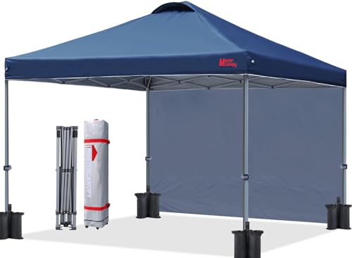 Durable Pop-up Canopy Tent with 1 Sidewall 10'x10' White J601867
