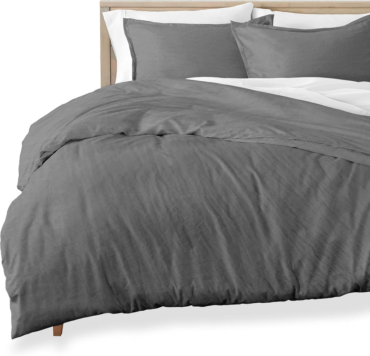 Queen Size Sandwashed White Brushed Microfiber Duvet Cover Pack of 2 L29332