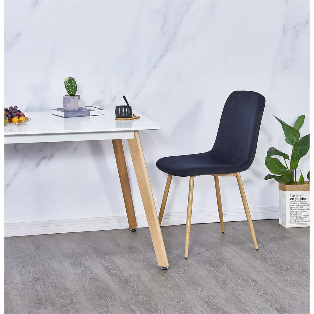 Black Velvet Upholstered Dining Chairs Set of 4 B4442