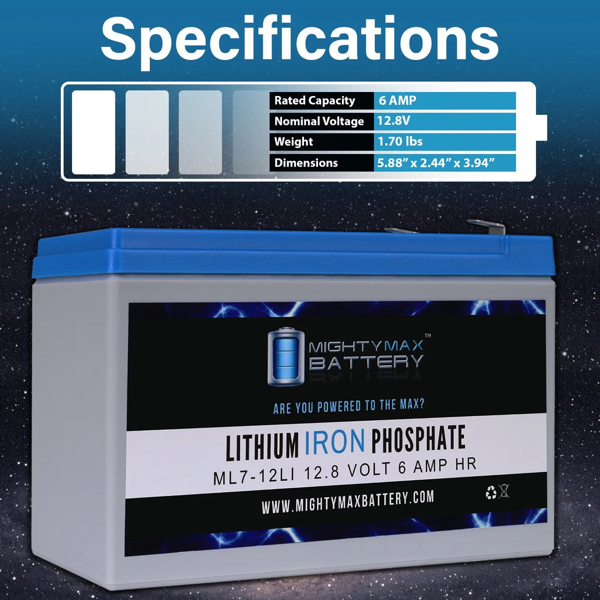 12V 7AH Lithium Replacement Battery 2 Pack G138